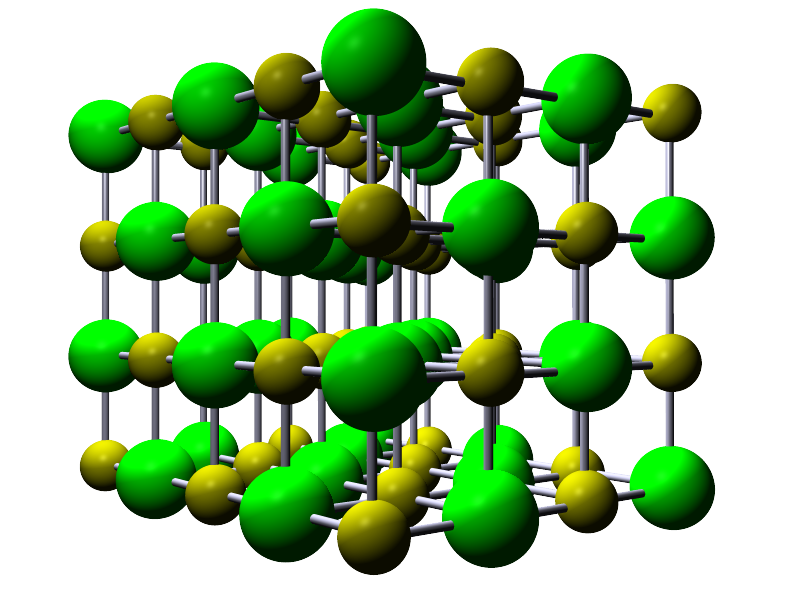 3d model of the sodium chloride lattice.